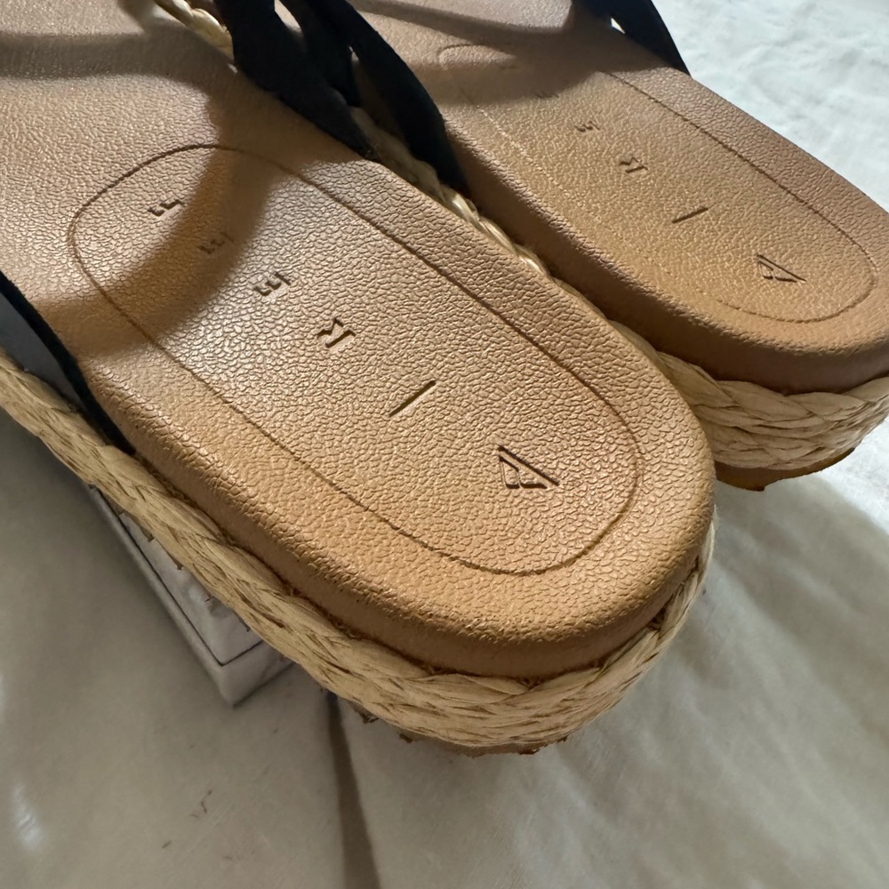 Reef Black and Tan Espadrille Sandals